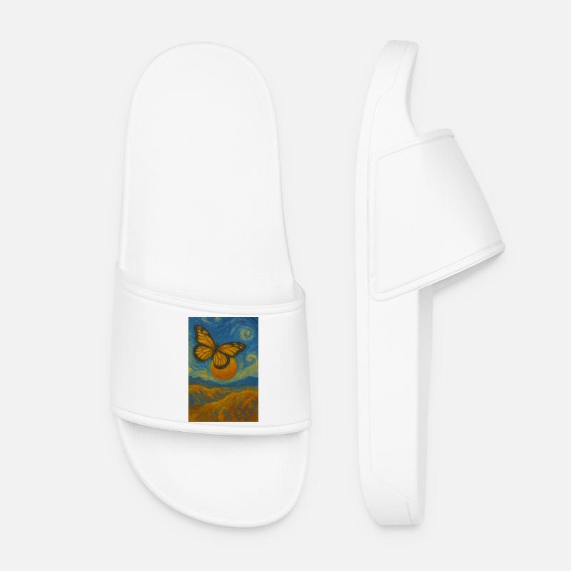 Butterfly in Van Gogh style - Women’s Pool Sliders - white