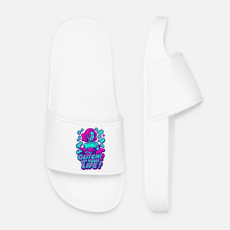 Glitch up your life! Cyborg Woman - Women’s Pool Sliders - white