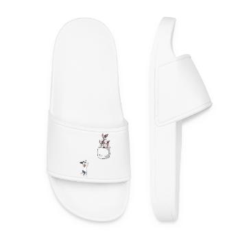 Playful French Bulldog Pocket - Women’s Pool Sliders - white - Front