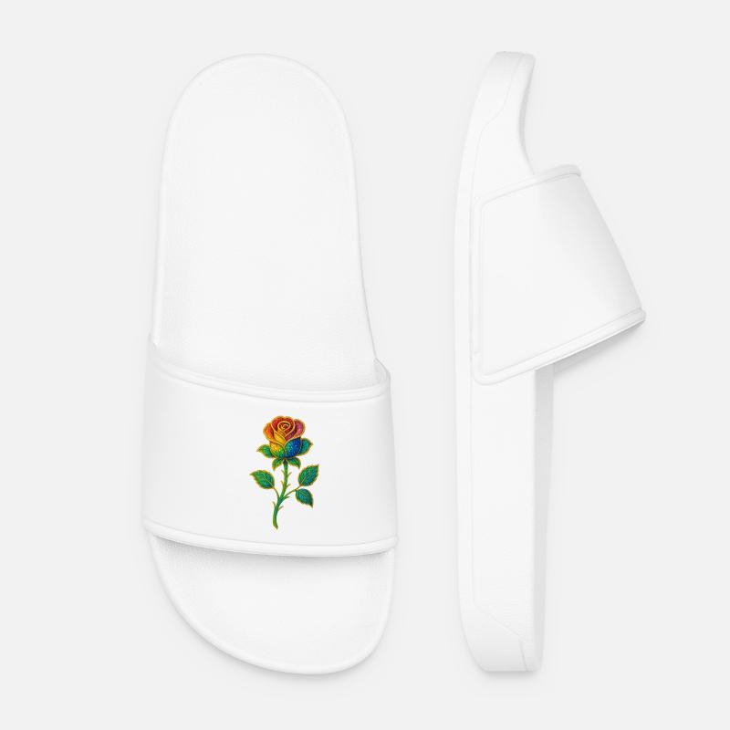 Regenbogen-Glitzer-Rosen-Design - Frauen Badelatschen - Weiß