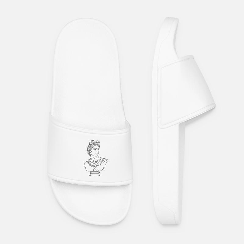 Stylized Apollo Bust | Minimalist illustration - Women’s Pool Sliders - white