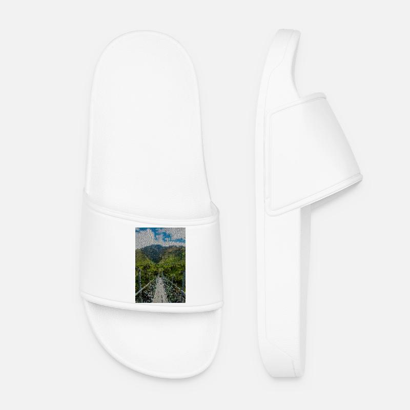 Path through green mountain landscape - Women’s Pool Sliders - white