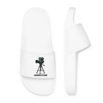 Vintage film camera on tripod - Women’s Pool Sliders - white - Front