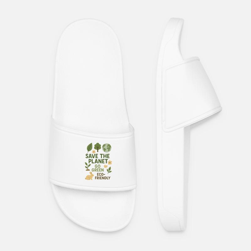 Save the Planet Go Green Eco Friendly - Women’s Pool Sliders - white