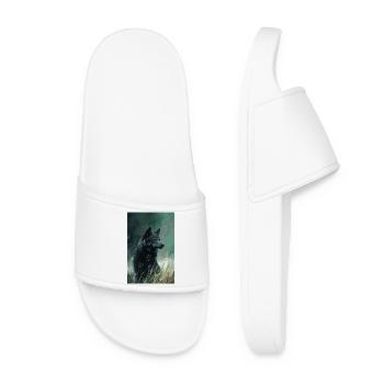 Illustration of a wolf - Women’s Pool Sliders - white - Front