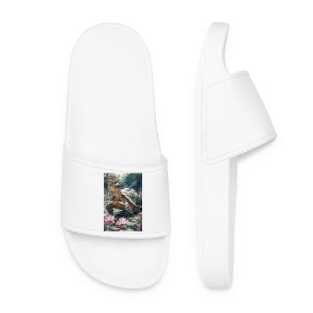 Illustration of a turtle - Women’s Pool Sliders - white - Front