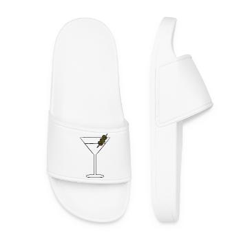 Olive Skewered Martini Silhouette - Women’s Pool Sliders - white - Front