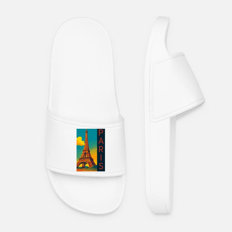 Paris PopArt Skyline Eiffelturm - Frauen Badelatschen - Weiß