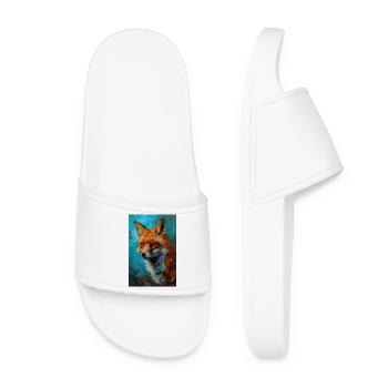 Illustration of a fox - Women’s Pool Sliders - white - Front