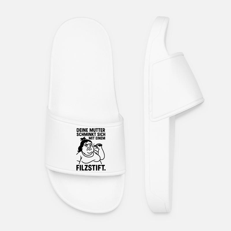 Your Mother Joke Felt-Tip Pen Make Up - Women’s Pool Sliders - white