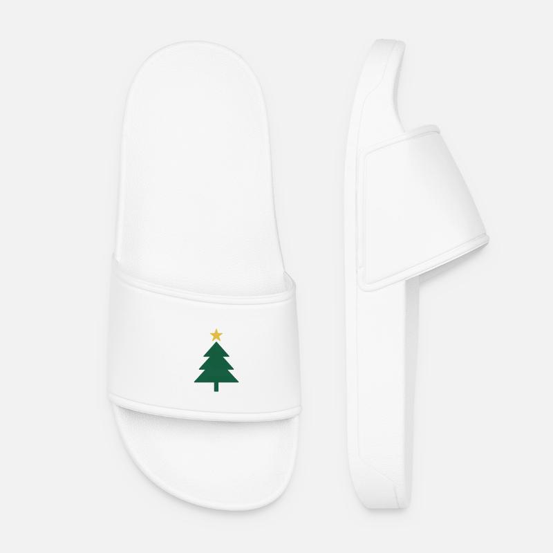 Minimaler Weihnachtsbaum mit Stern - Frauen Badelatschen - Weiß