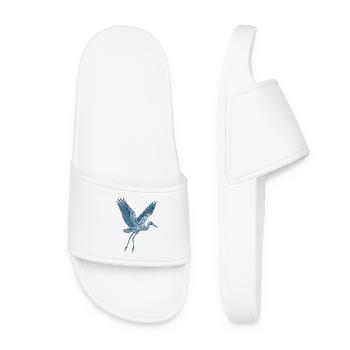 Blauer Storch | Geometrischer Blau Kranich - Frauen Badelatschen - Weiß - Vorne