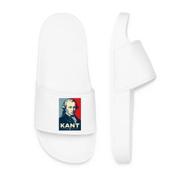 Immanuel Kant Retro Philosopher Portrait - Women’s Pool Sliders - white - Front