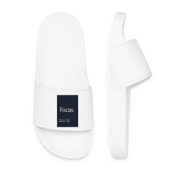 Focus. Minimalist motivational design - Women’s Pool Sliders - white - Front