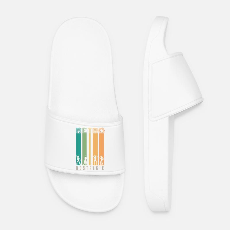Retro Bars and Silhouettes Nostalgia - Women’s Pool Sliders - white