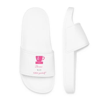 TEA-RIFFIC (Pink + Grey) - Women’s Pool Sliders - white - Front