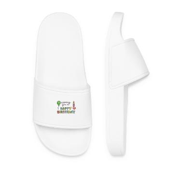 Colorful Doodle Birthday Wishes - Women’s Pool Sliders - white - Front
