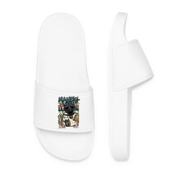 Maneki Oni Japanese Cat Streetwear Art Anime Kawai - Women’s Pool Sliders - white - Front