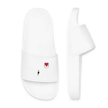Cat Close to the Heart - Cat Lover Gift - Women’s Pool Sliders - white - Front