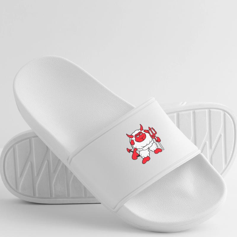 Sheep Devil Satan Hell Evil Trident Horns Cool Women’s Pool Sliders