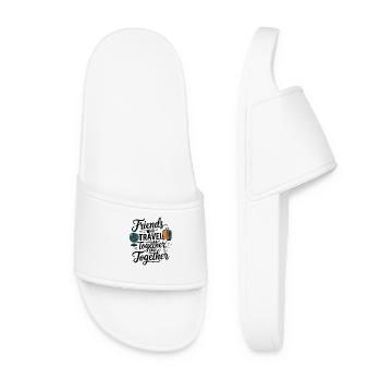 Friends Together adevnture travel quote text art - Women’s Pool Sliders - white - Front