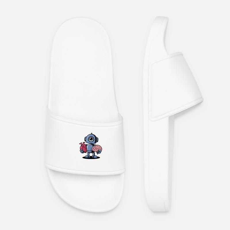 Heart vs. Brain Robot - Women’s Pool Sliders - white
