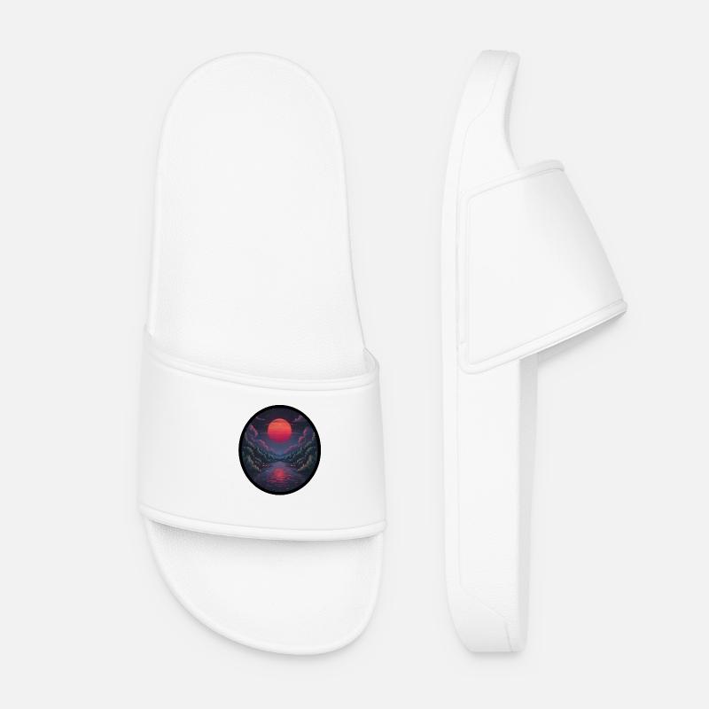 Pixel sunset over the water - Women’s Pool Sliders - white