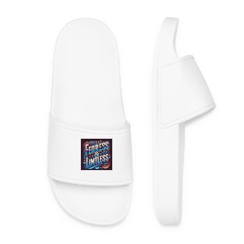 Fearless & Limitless – Bold Typography Design - Women’s Pool Sliders - white - Front