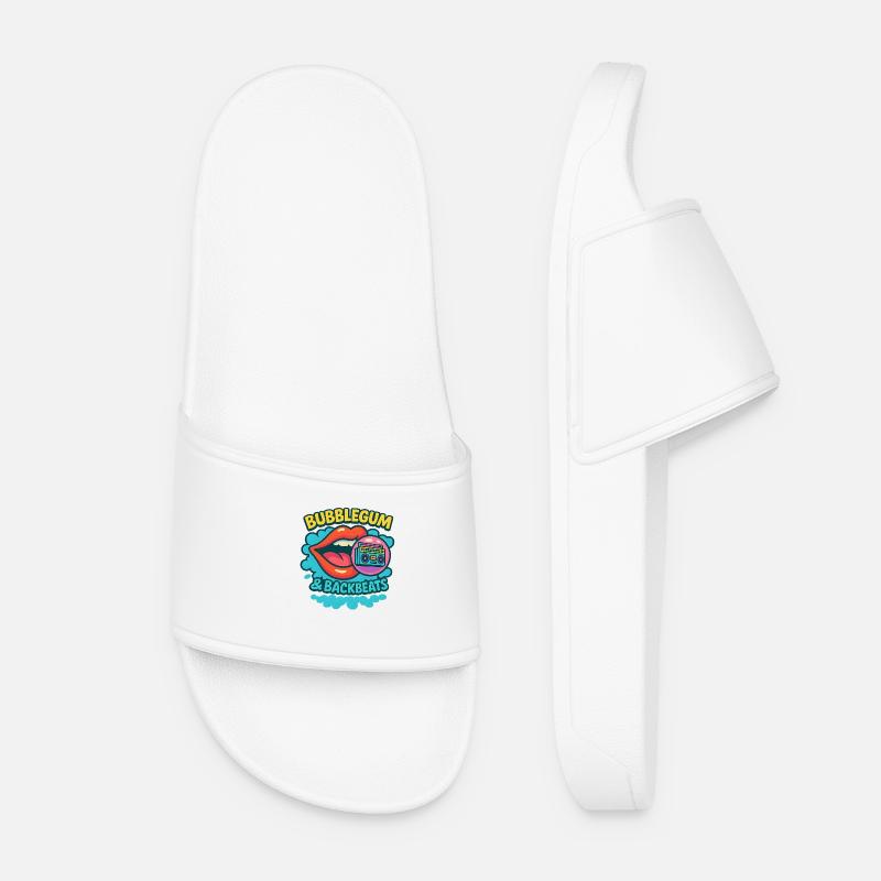 Bubblegum & Backbeats - Women’s Pool Sliders - white