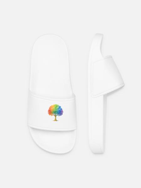 Rainbow Tree – Bunter Aquarell-Baum voller Leben u - Badesandaler til damer - hvid