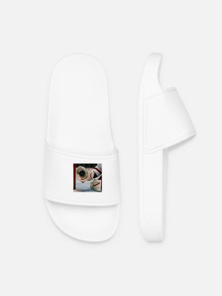 Sports - Hockey sur glace, le gardien de but récupère le palet - Claquettes Femme - blanc