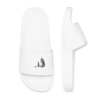 Zuckersüßes Einhorn-Set – Magische Figuren & Törtc - Frauen Badelatschen - Weiß - Vorne