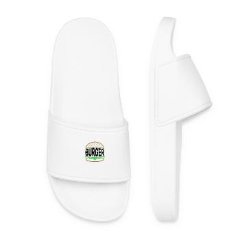 Burger - Cool Fastfood Logo - Women’s Pool Sliders - white - Front