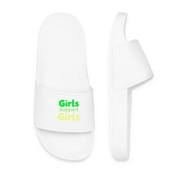 Girls Support Girls Statement Friendship - Women’s Pool Sliders - white - Front