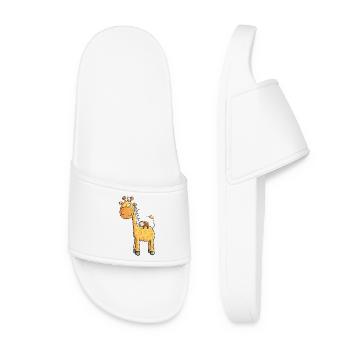 Cute Giraffe with Sloth I Wild Animal Comic - Women’s Pool Sliders - white - Front
