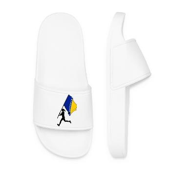 Bosnia and Herzegovina flag woman running - Women’s Pool Sliders - white - Front