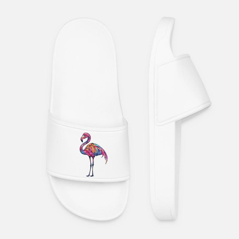 Flamingo Bunt - Frauen Badelatschen - Weiß