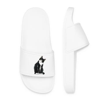 Chat noir et blanc - Claquettes Femme - blanc - Devant