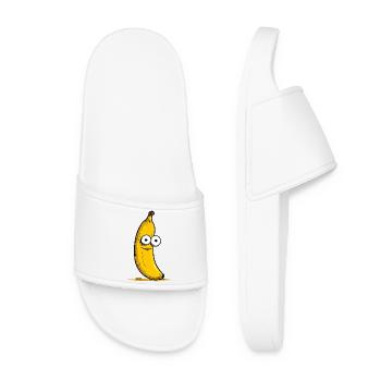 Banane de dessin animé fait de grands yeux - Claquettes Femme - blanc - Devant