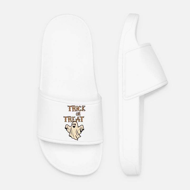 Trick or Treat Ghosts Halloween Retro - Women’s Pool Sliders - white