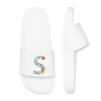 Lettre s fleurs groovy idée cadeau  - Claquettes Femme - blanc - Devant