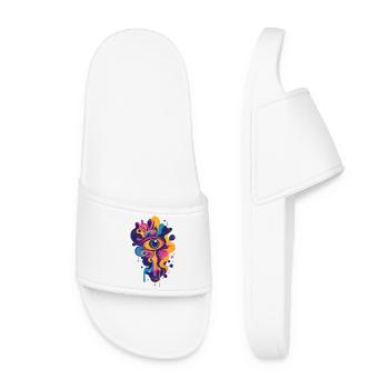 Graphismes d’art psychédélique colorés LSD - Claquettes Femme - blanc - Devant