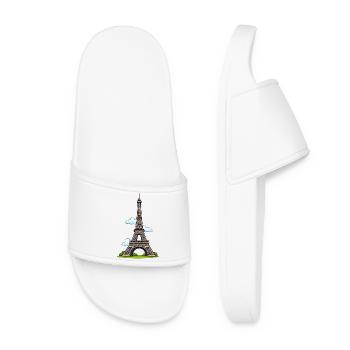 Eiffel Tower Cartoon Style - Women’s Pool Sliders - white - Front