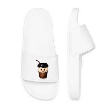 Tasse de café souriante avec paille - Claquettes Femme - blanc - Devant
