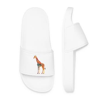 Mosaik-Giraffe im Regenbogenstil - Frauen Badelatschen - Weiß - Vorne