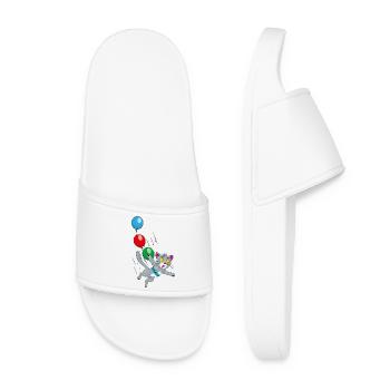 cat with balloons from children's party decorations - Women’s Pool Sliders - white - Front