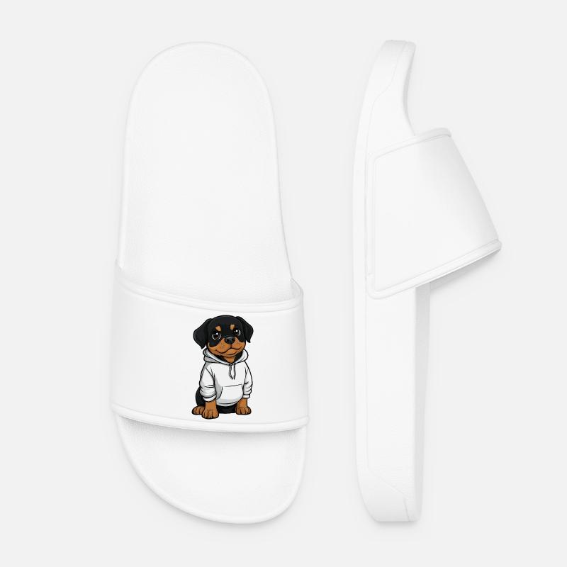 Rottweiler Dog Funny - Women’s Pool Sliders - white