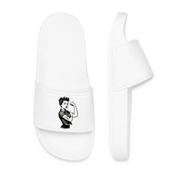 Stärke starke Frau Rockabilly Style Geschenk - Frauen Badelatschen - Weiß - Vorne