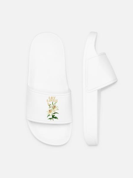 Lily Lover Floral Design - Women’s Pool Sliders - white