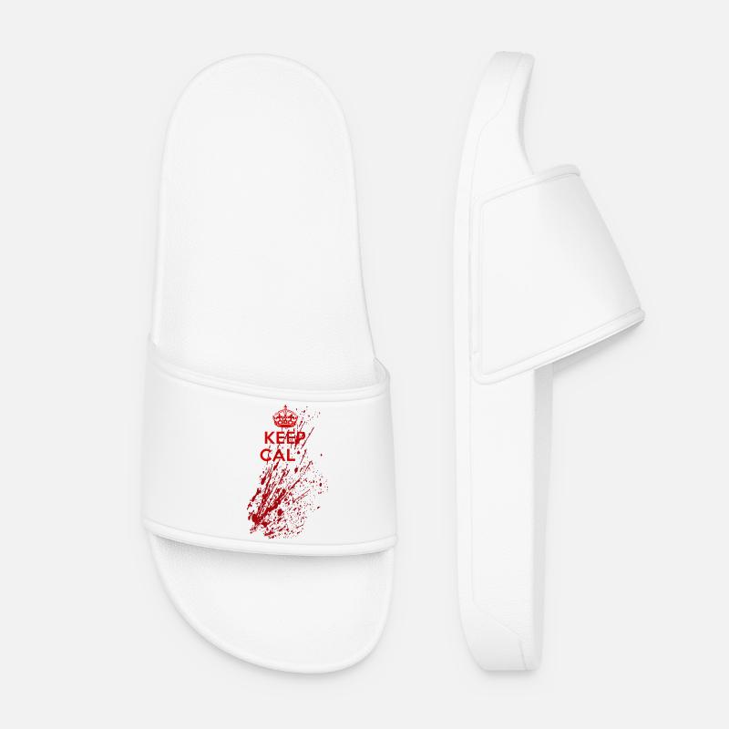 Keep Calm Splatter – Bloody Horror Saying - Women’s Pool Sliders - white